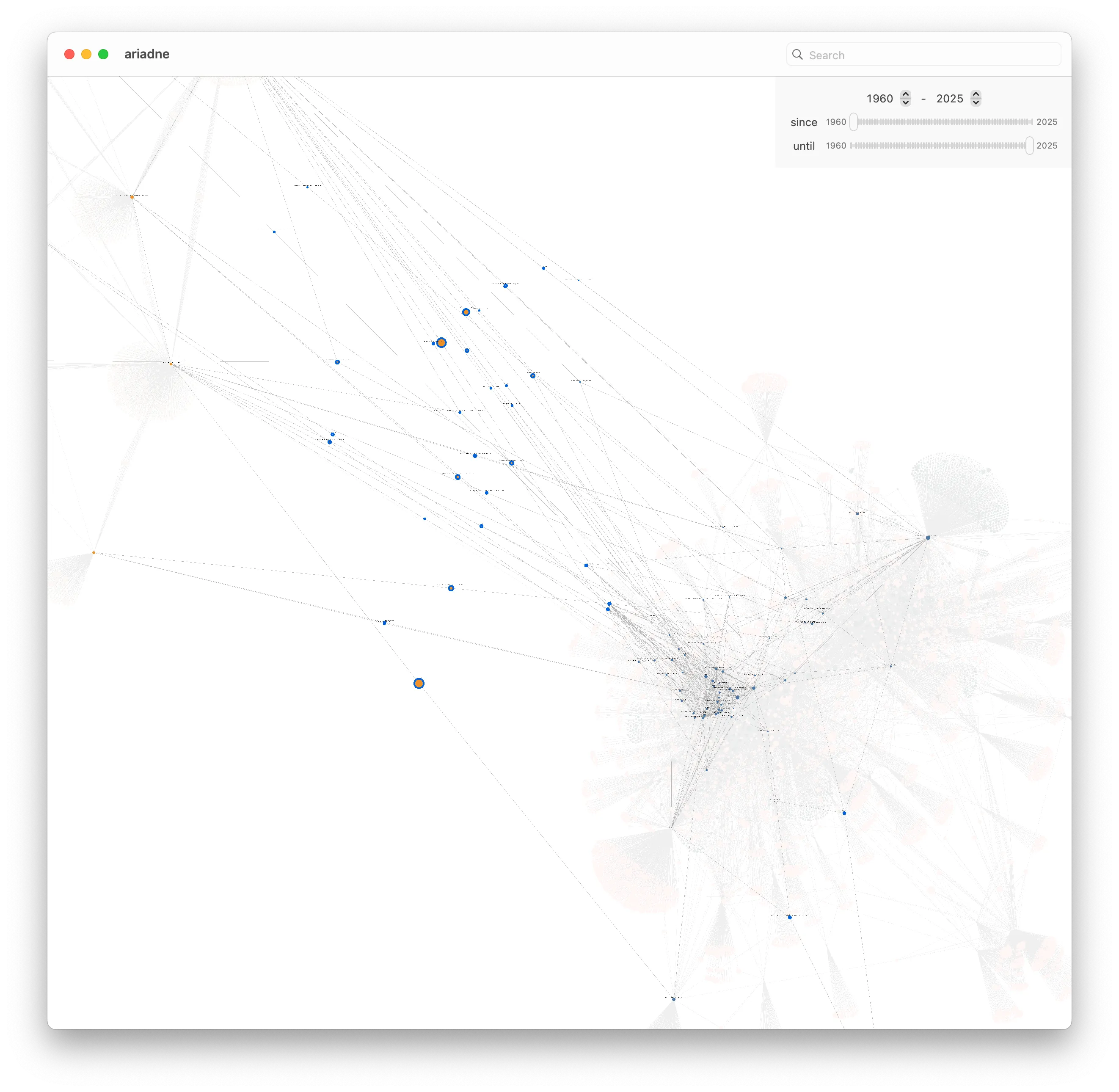 A view showing the selected papers bridging the two graphs.