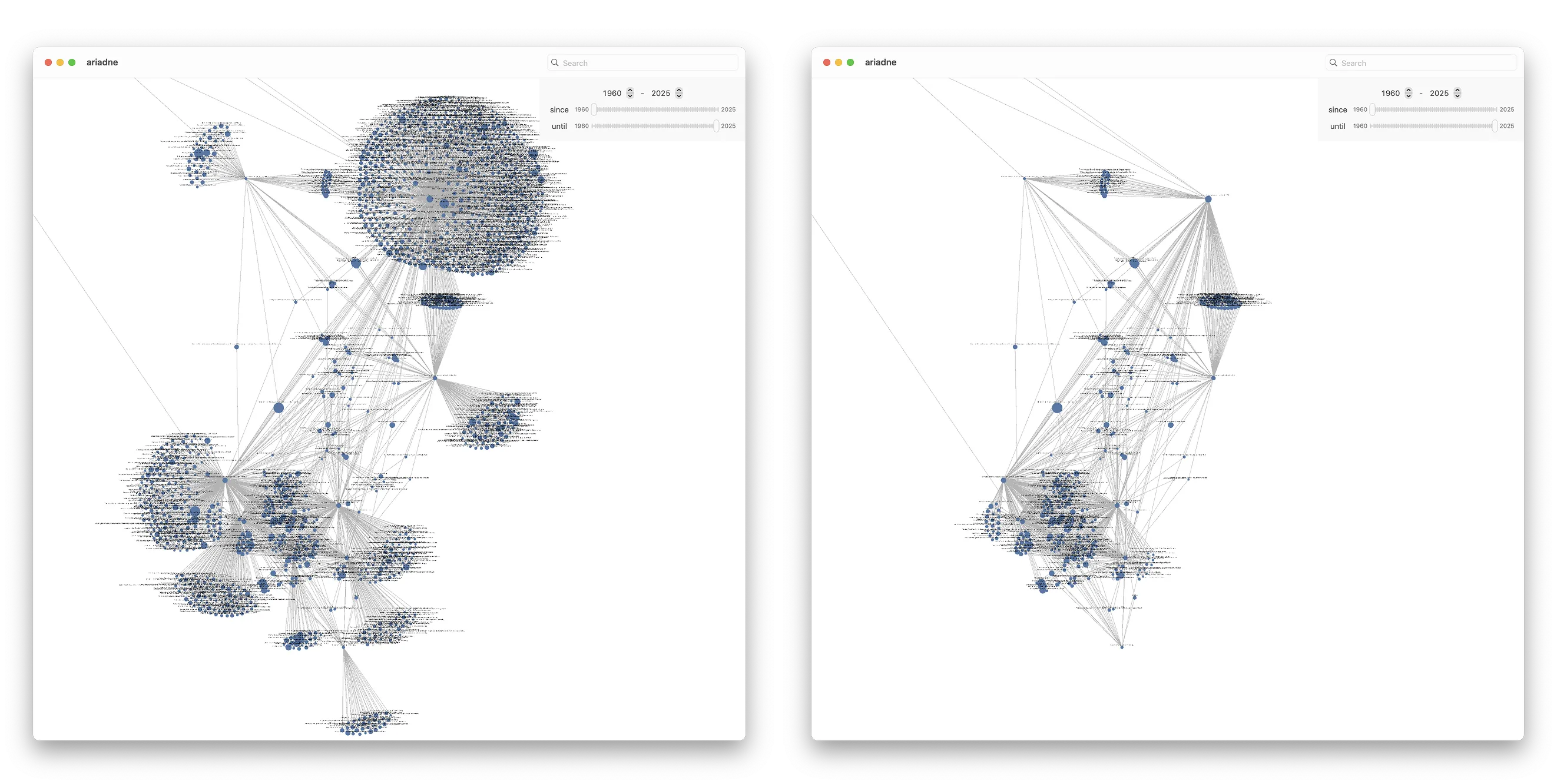 A zoomed in view of the BVH graph with some papers filtered out.